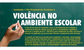 DIA 08 DE MAIO É INSTITUÍDO NO ESPÍRITO SANTO COMO DIA DE COMBATE À VIOLÊNCIA ESCOLAR